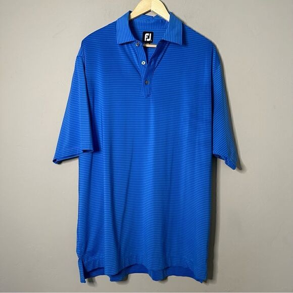 FJ Foot Joy | XL blue striped golf polo shirt with Steven’s Park DFW Footjoy - Picture 1 of 5